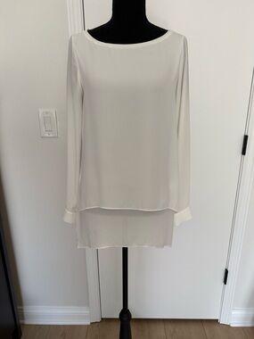 White House Black Market Cream Layered Long-Sleeve Blouse